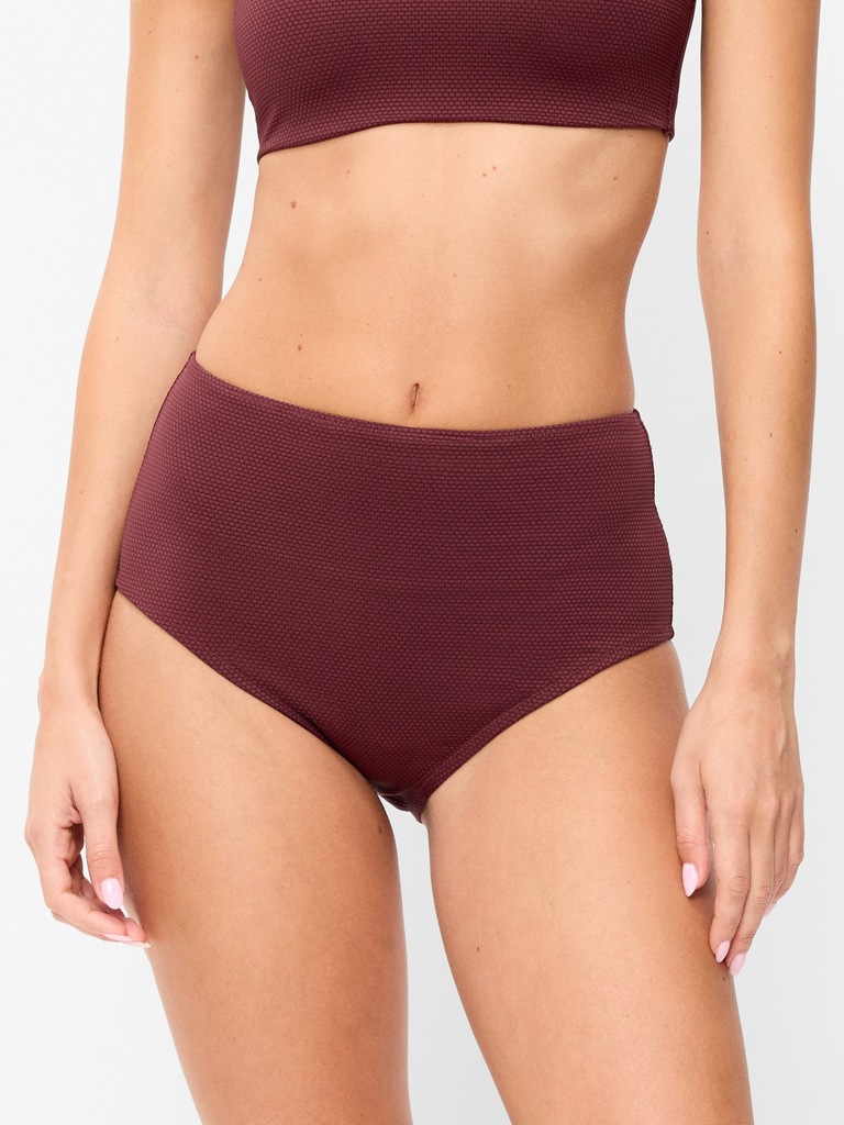 High-Waisted Pique Bikini Swim Bottoms
