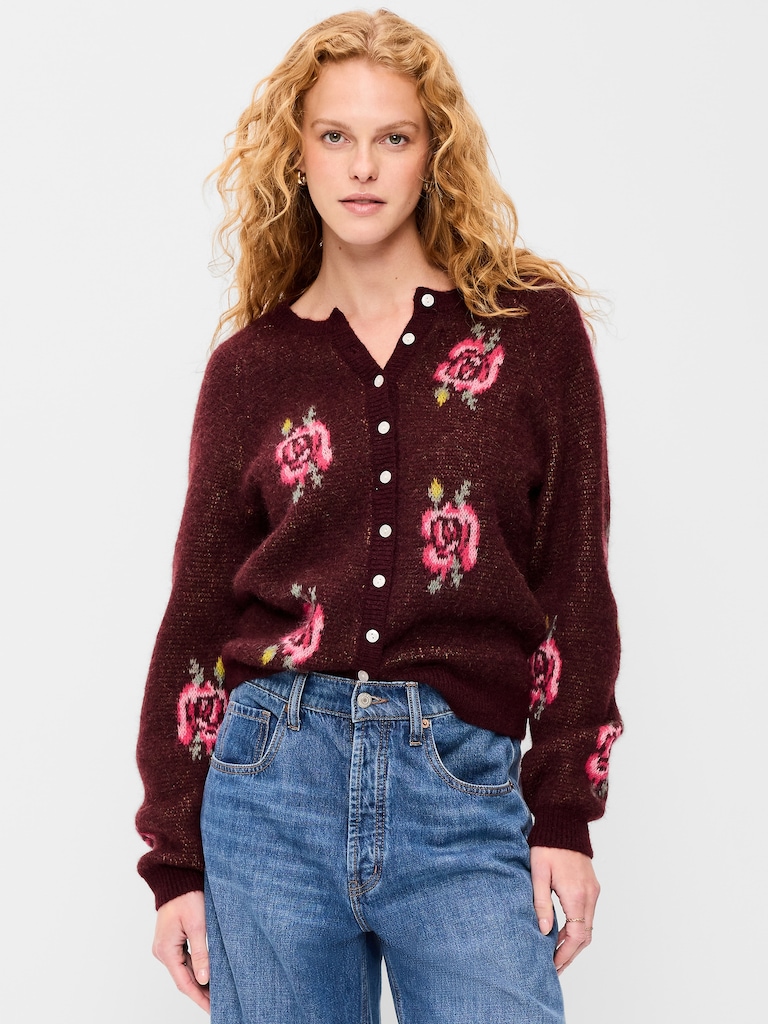Slouchy Crew-Neck Cardigan