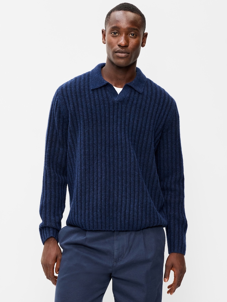 Long-Sleeve Polo Sweater