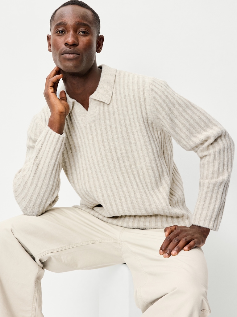 Long-Sleeve Polo Sweater