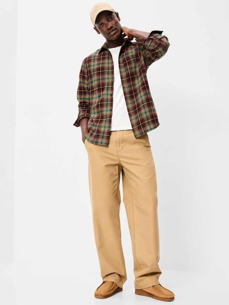 Relaxed Long-Sleeve Flannel Pocket Shirt