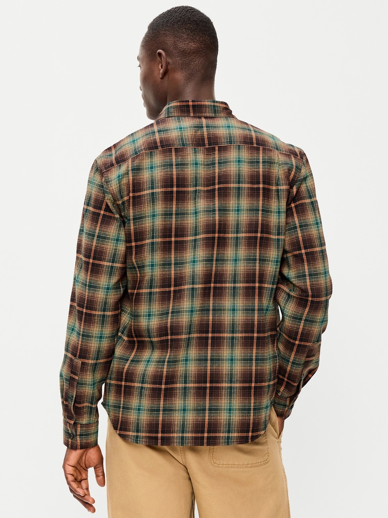 Relaxed Long-Sleeve Flannel Pocket Shirt