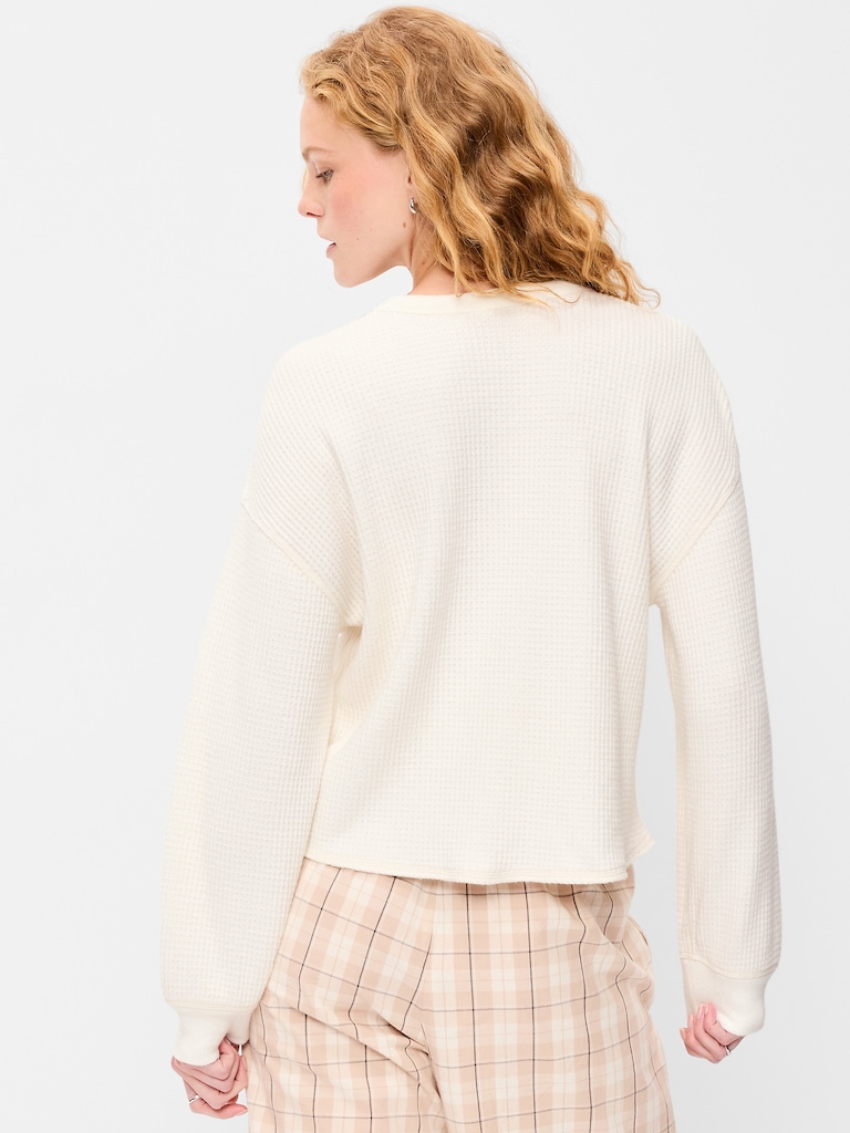 Long-Sleeve Crew-Neck Henley T-Shirt