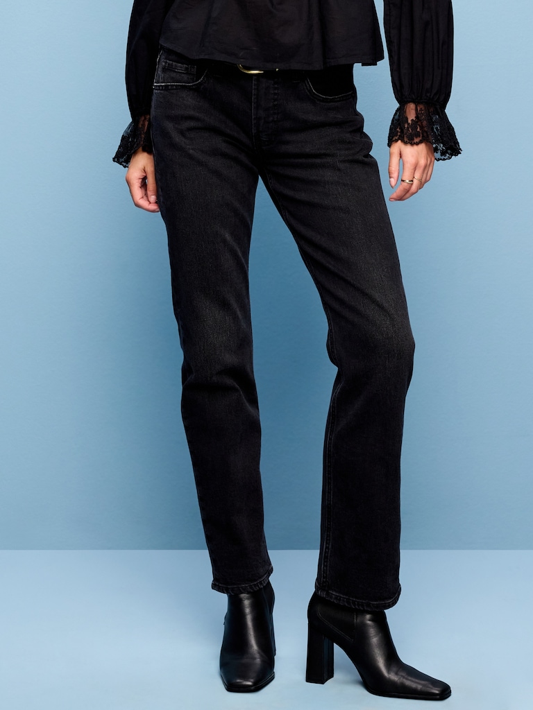 Mid-Rise Straight Jeans
