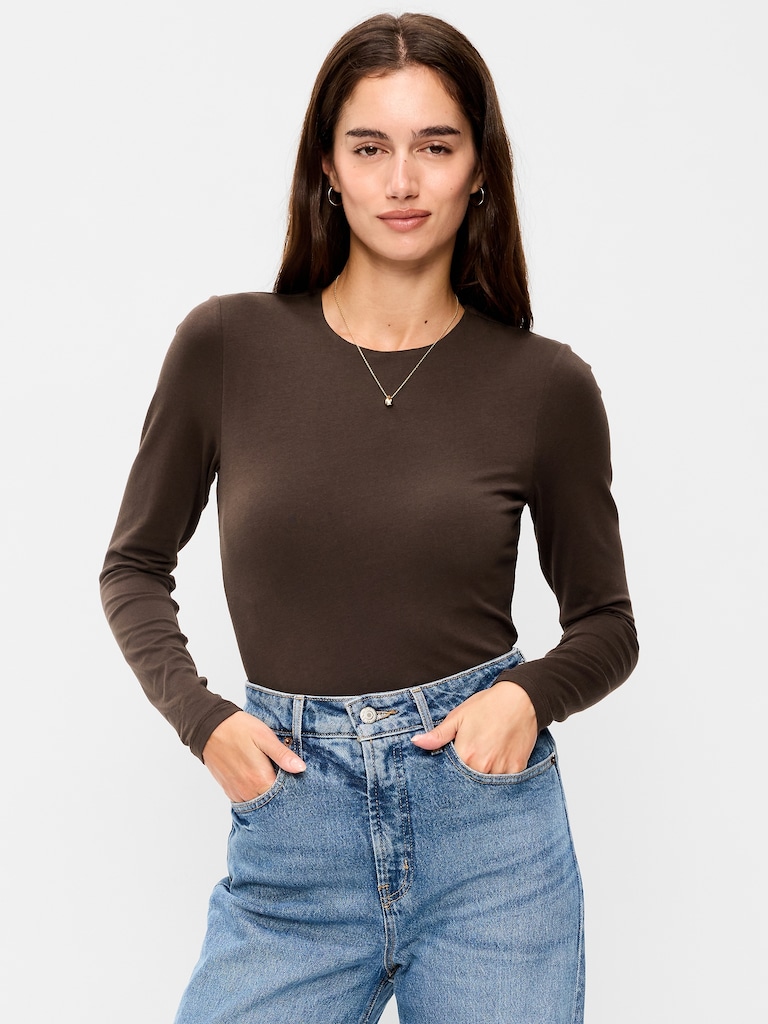 Hug Double-Layer Crew-Neck Long-Sleeve Top