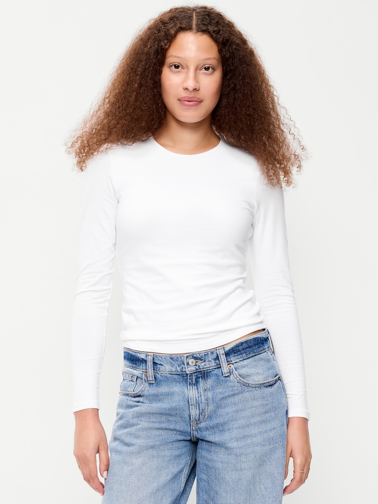 Hug Double-Layer Crew-Neck Long-Sleeve Top