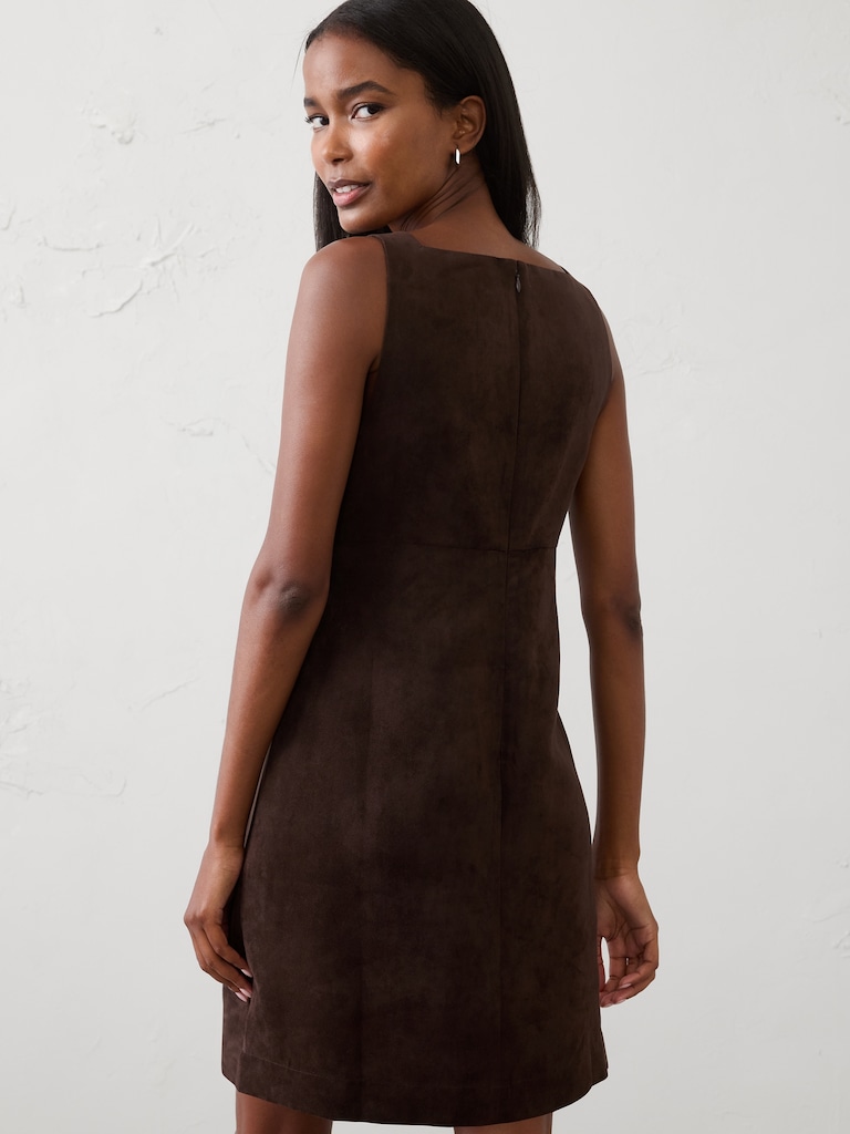 Vegan Suede Empire-Waist Mini Dress