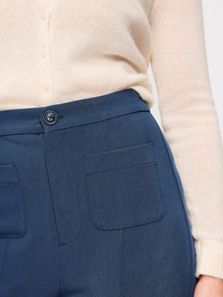High-Waisted Patch Pocket Flare Pants