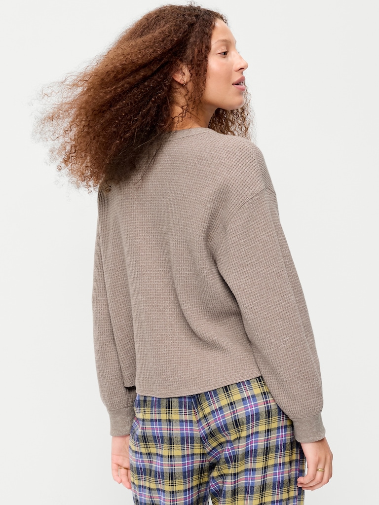 Long-Sleeve Crew-Neck Henley T-Shirt