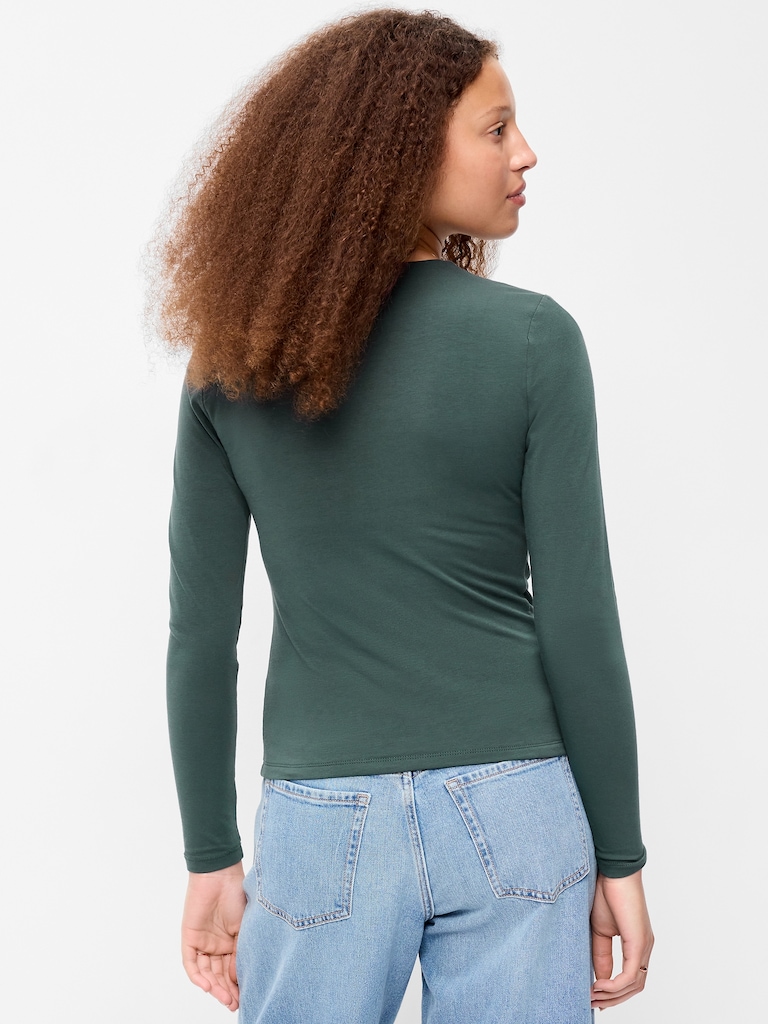 Hug Double-Layer Crew-Neck Long-Sleeve Top