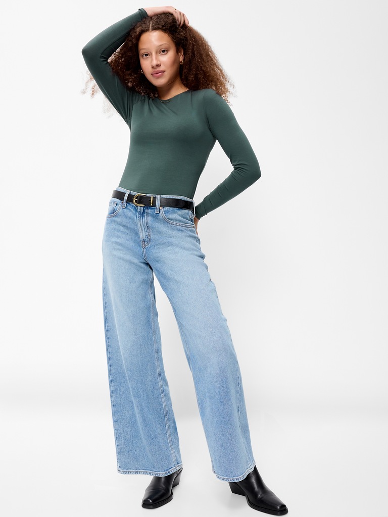 Hug Double-Layer Crew-Neck Long-Sleeve Top
