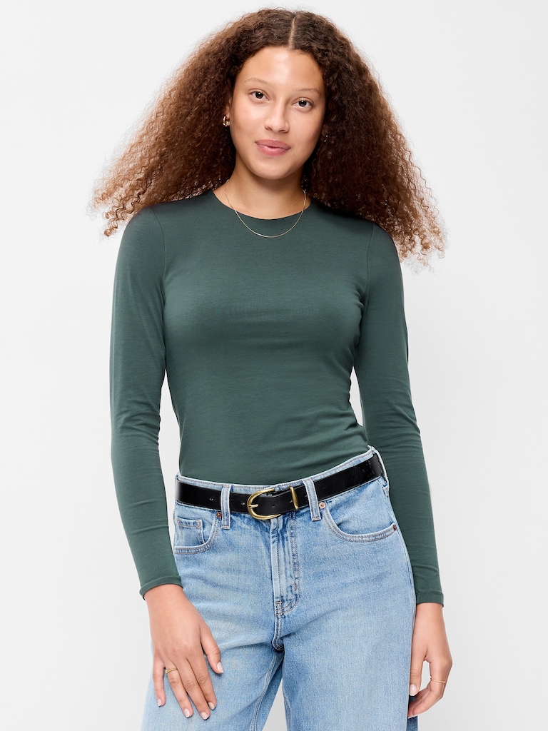 Hug Double-Layer Crew-Neck Long-Sleeve Top