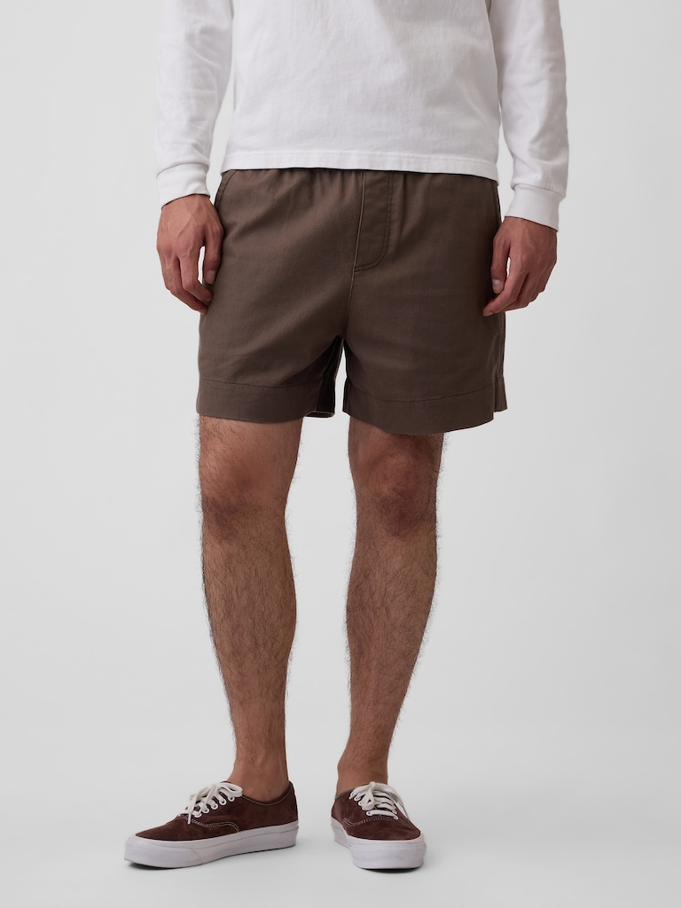 5.5" Linen-Blend Relaxed Shorts