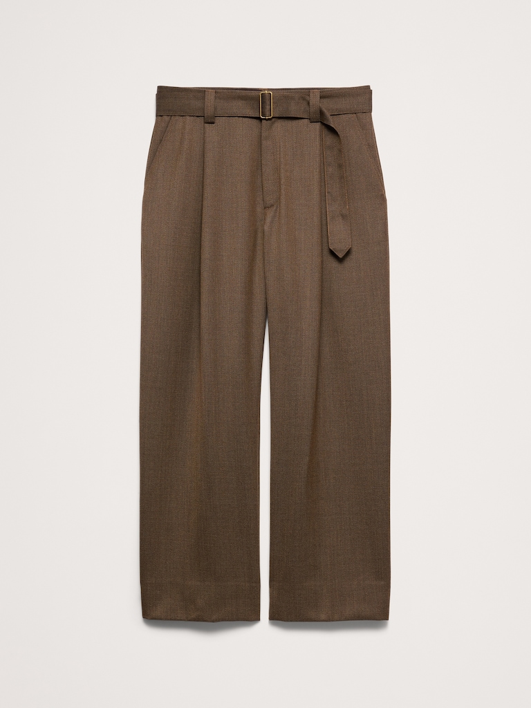 Loose Belted Twill Dress Pant