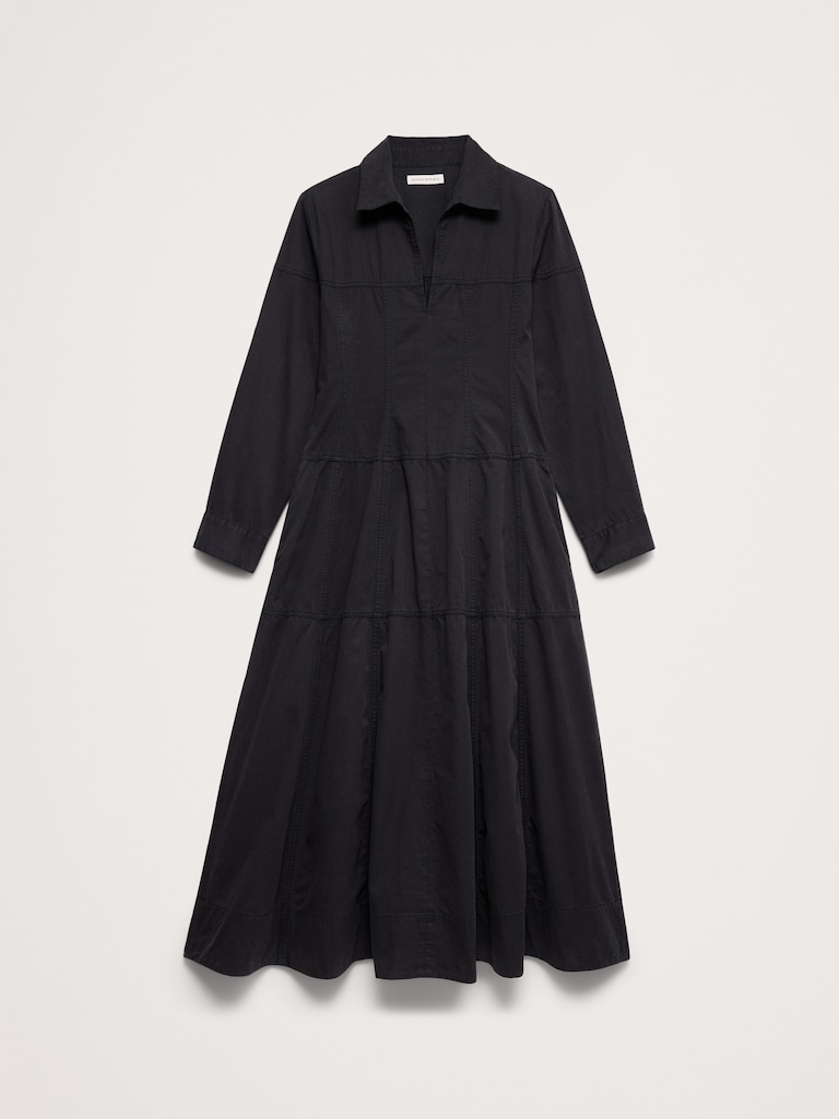 Cotton Twill Paneled Shirt Dress