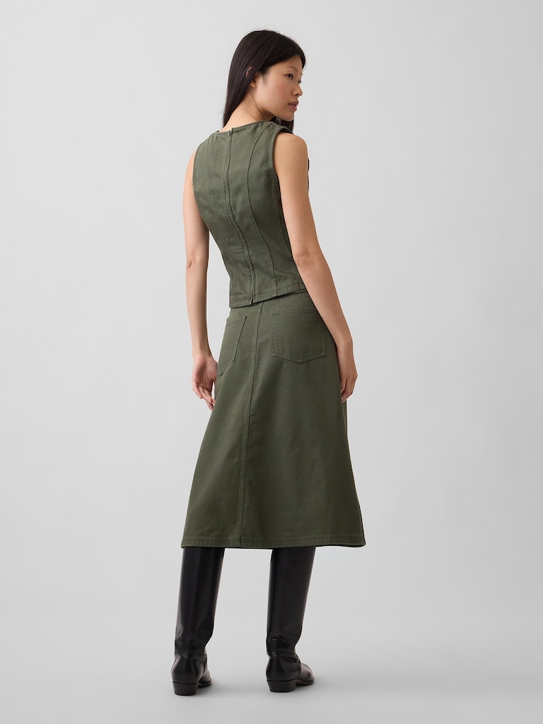 Twill Midi Skirt