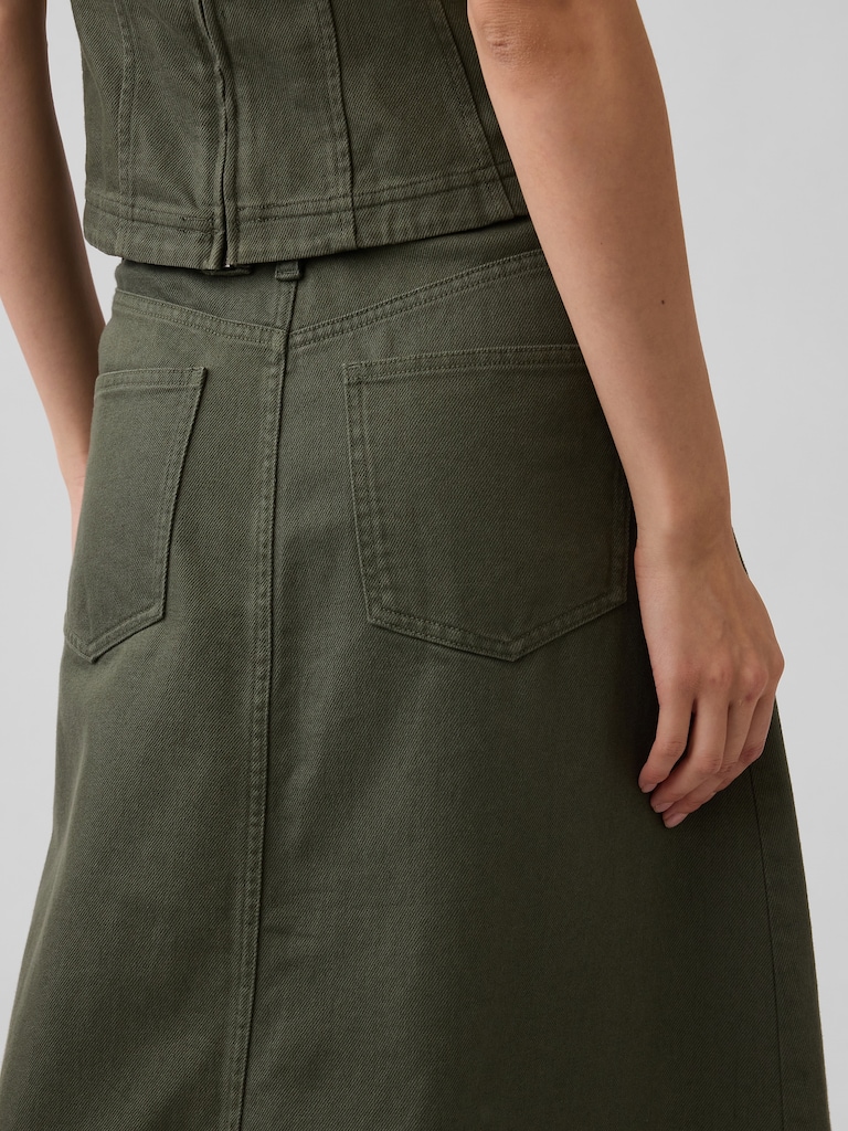 Twill Midi Skirt