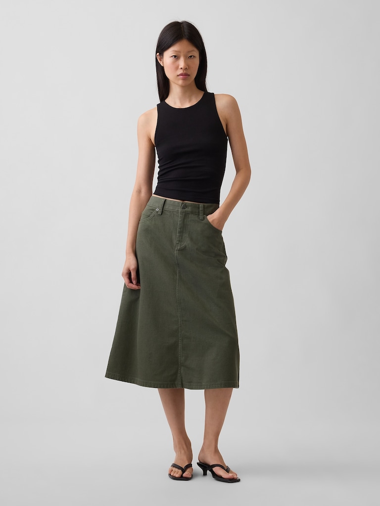 Twill Midi Skirt
