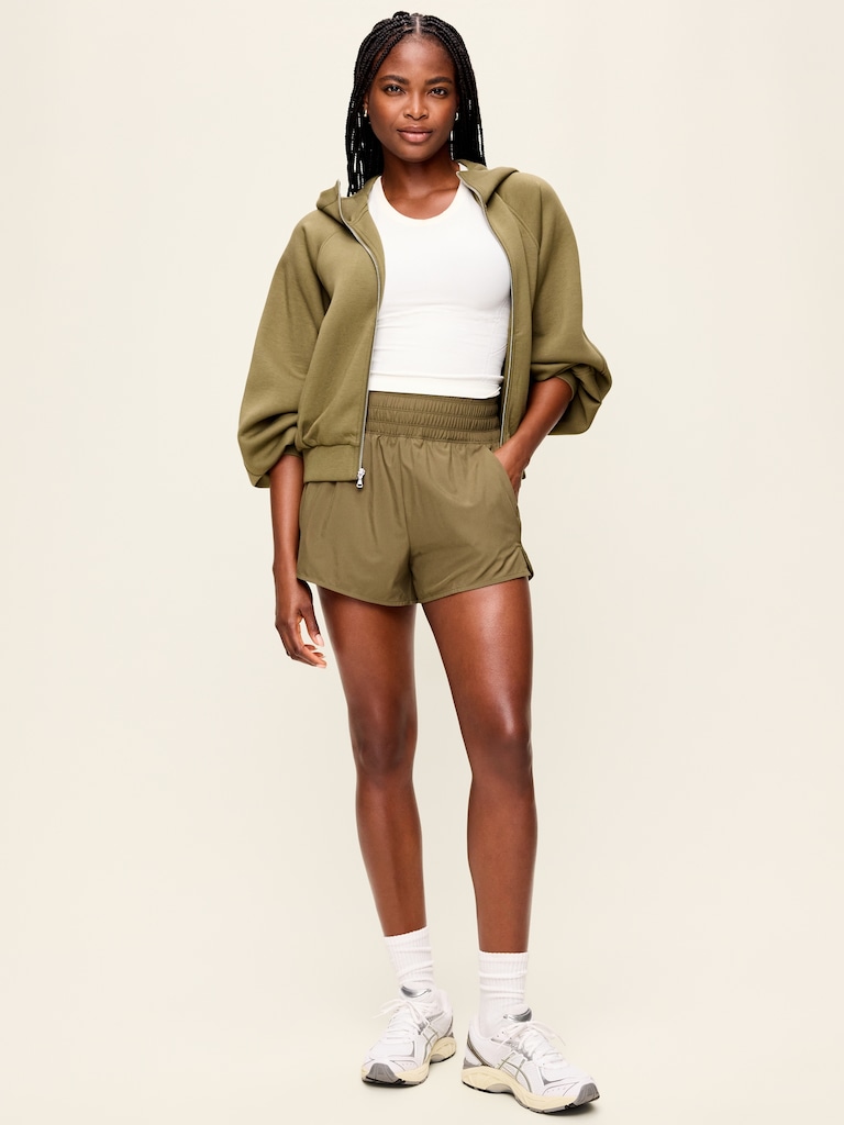 Extra High-Waisted Crinkle Run Shorts -- 3-inch inseam