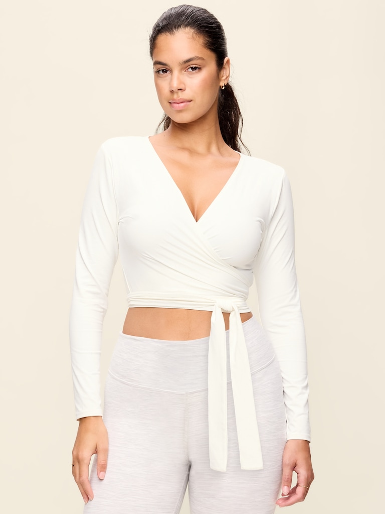 StudioSmooth Long-Sleeve Wrap Top