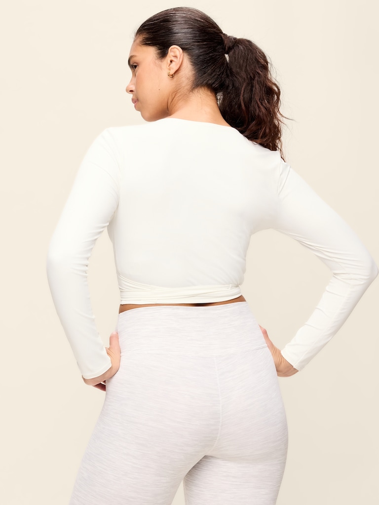 StudioSmooth Long-Sleeve Wrap Top