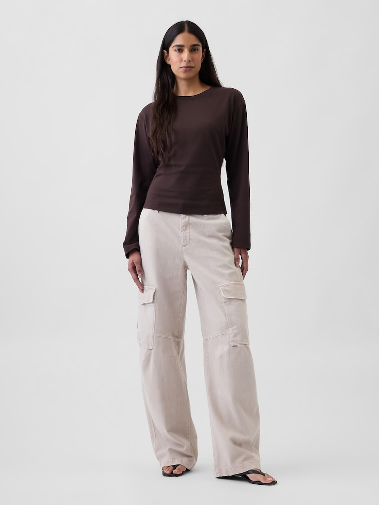 Knit Fitted-Waist T-Shirt