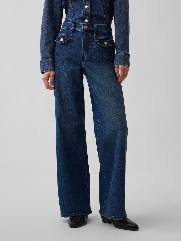High Rise Stride Wide-Leg Jeans