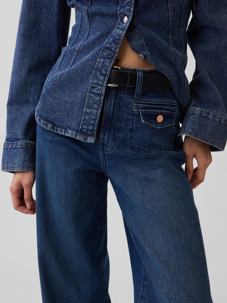 High Rise Stride Wide-Leg Jeans