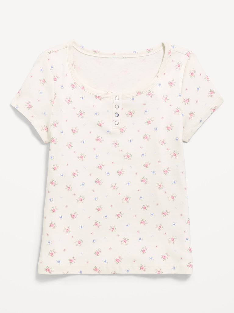 Haut henley à manches courtes pour fille