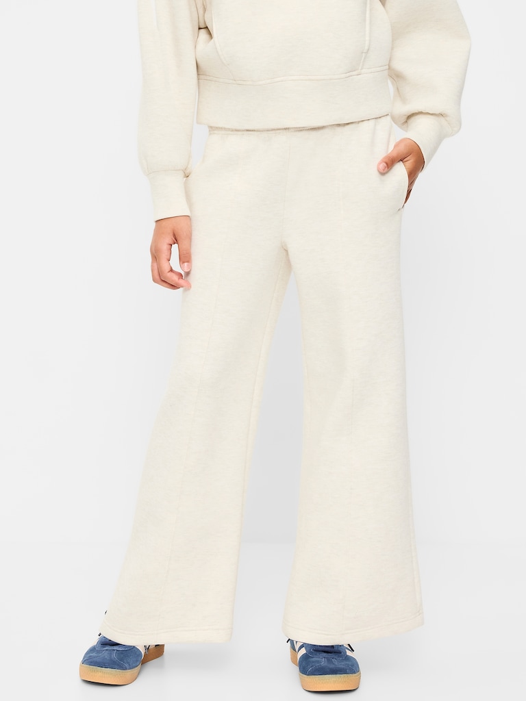 Pantalon jambe large à taille haute en molleton raffiné pour fille