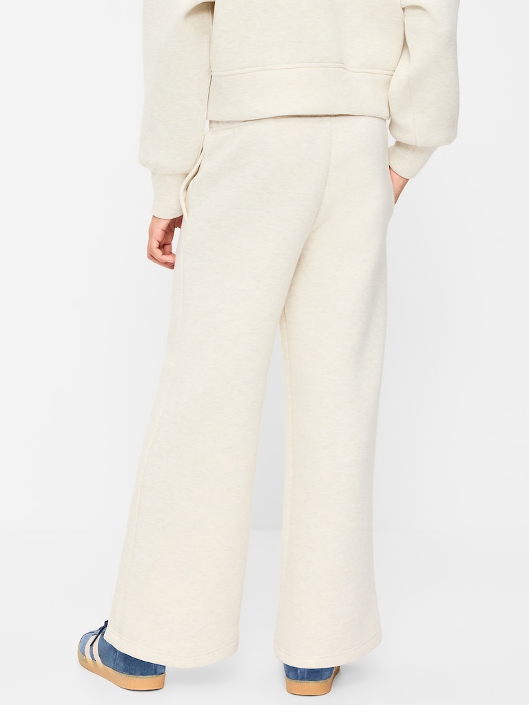 Pantalon jambe large à taille haute en molleton raffiné pour fille
