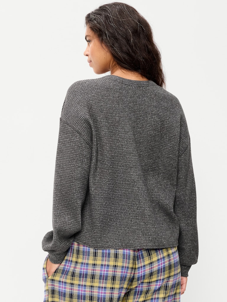 Long-Sleeve Crew-Neck Henley T-Shirt