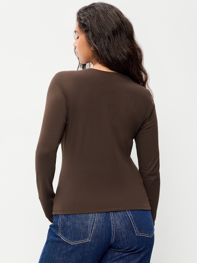 Hug Double-Layer Crew-Neck Long-Sleeve Top