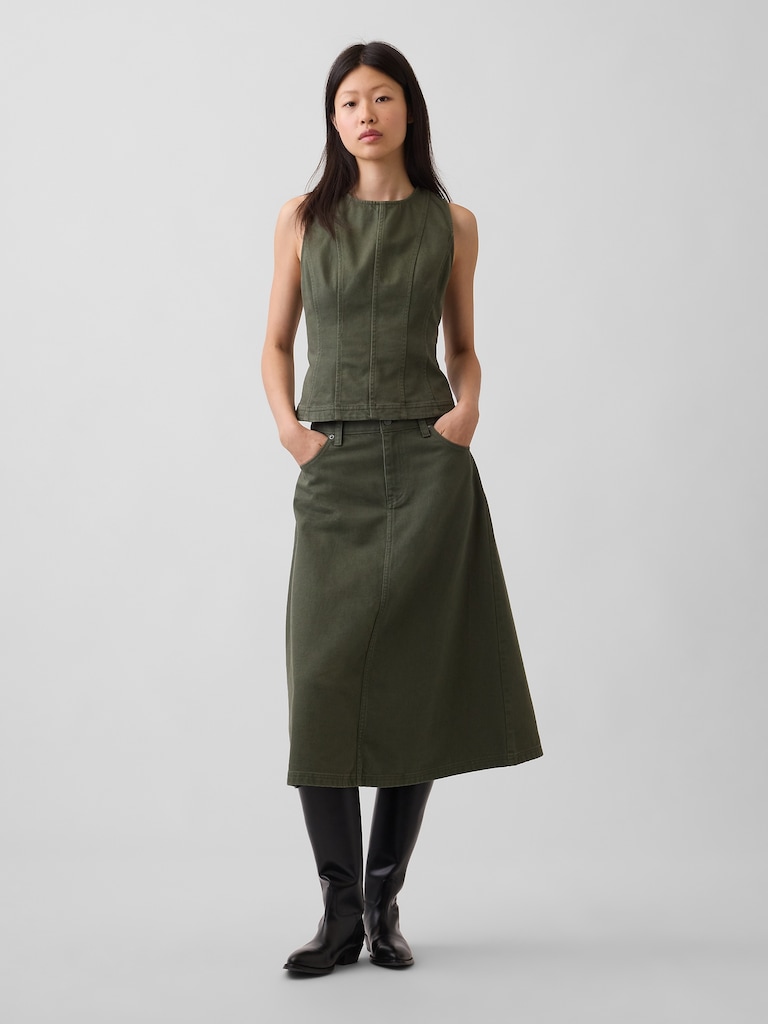 Twill Midi Skirt