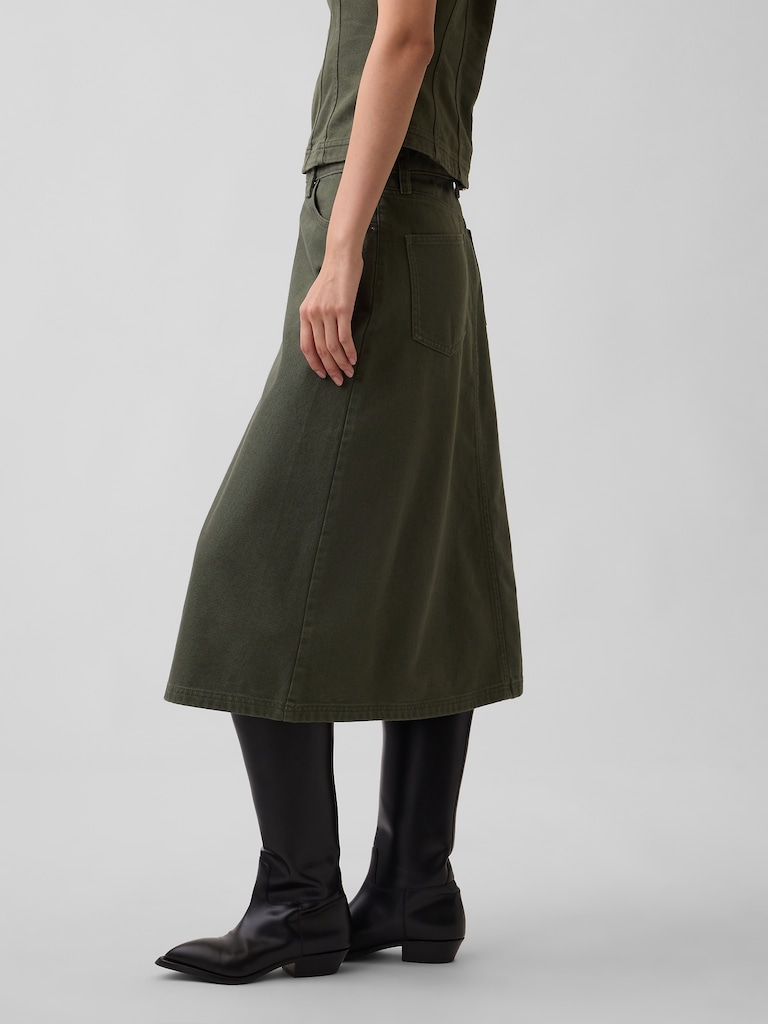 Twill Midi Skirt