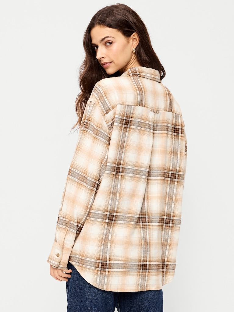 Oversized Button-Down Boyfriend Flannel Shirt