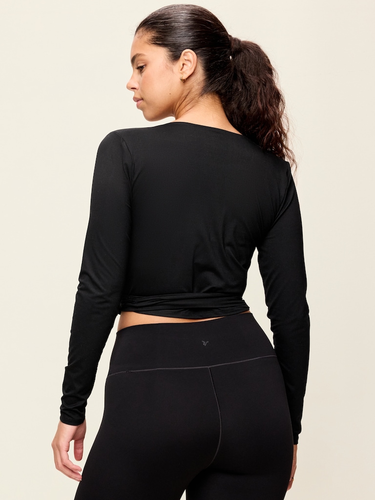 StudioSmooth Long-Sleeve Wrap Top