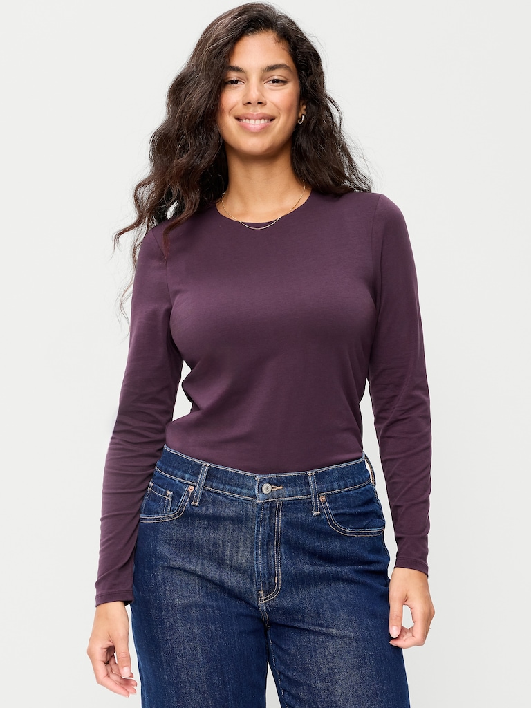 Hug Double-Layer Crew-Neck Long-Sleeve Top