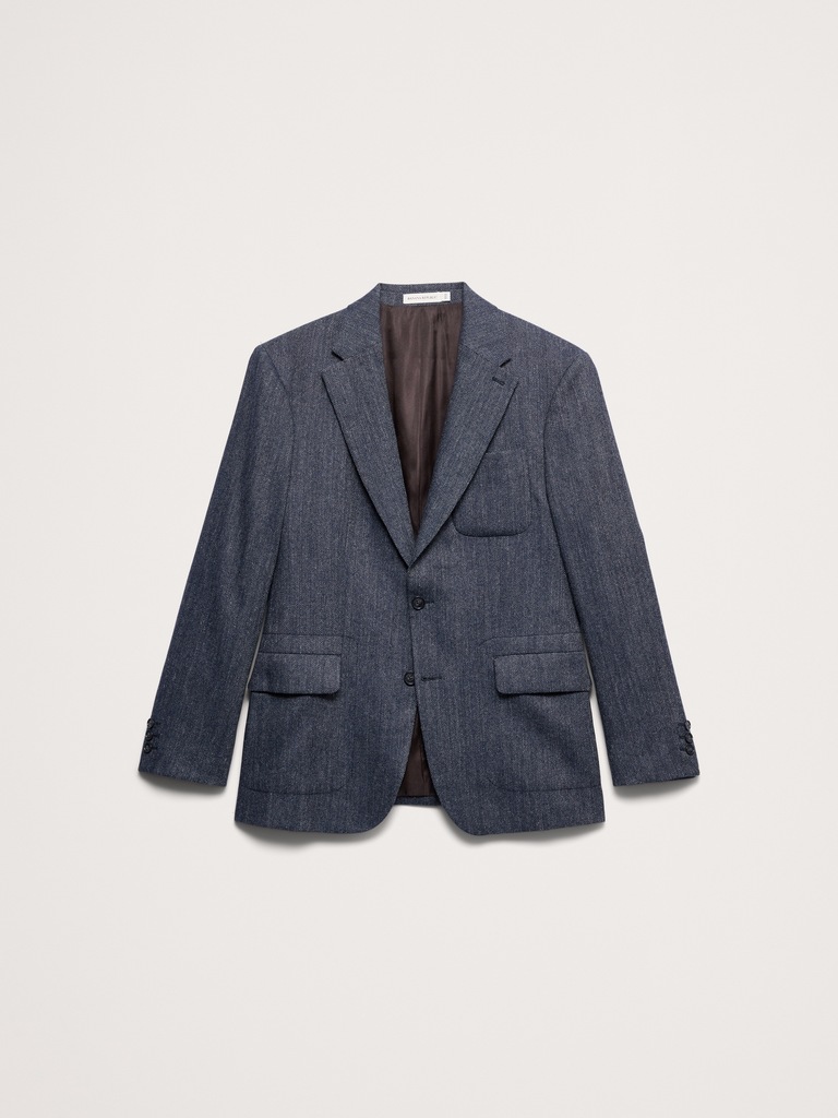 Tailored Slim Italian Herringbone Suit Jacket