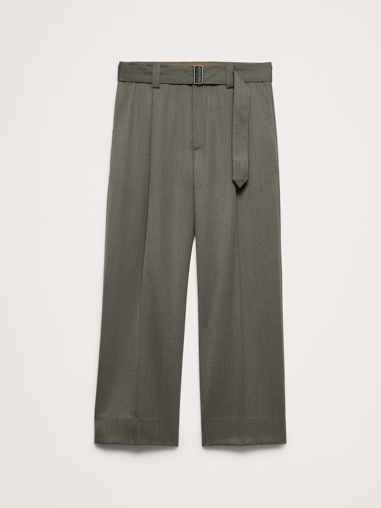Loose Belted Twill Dress Pant