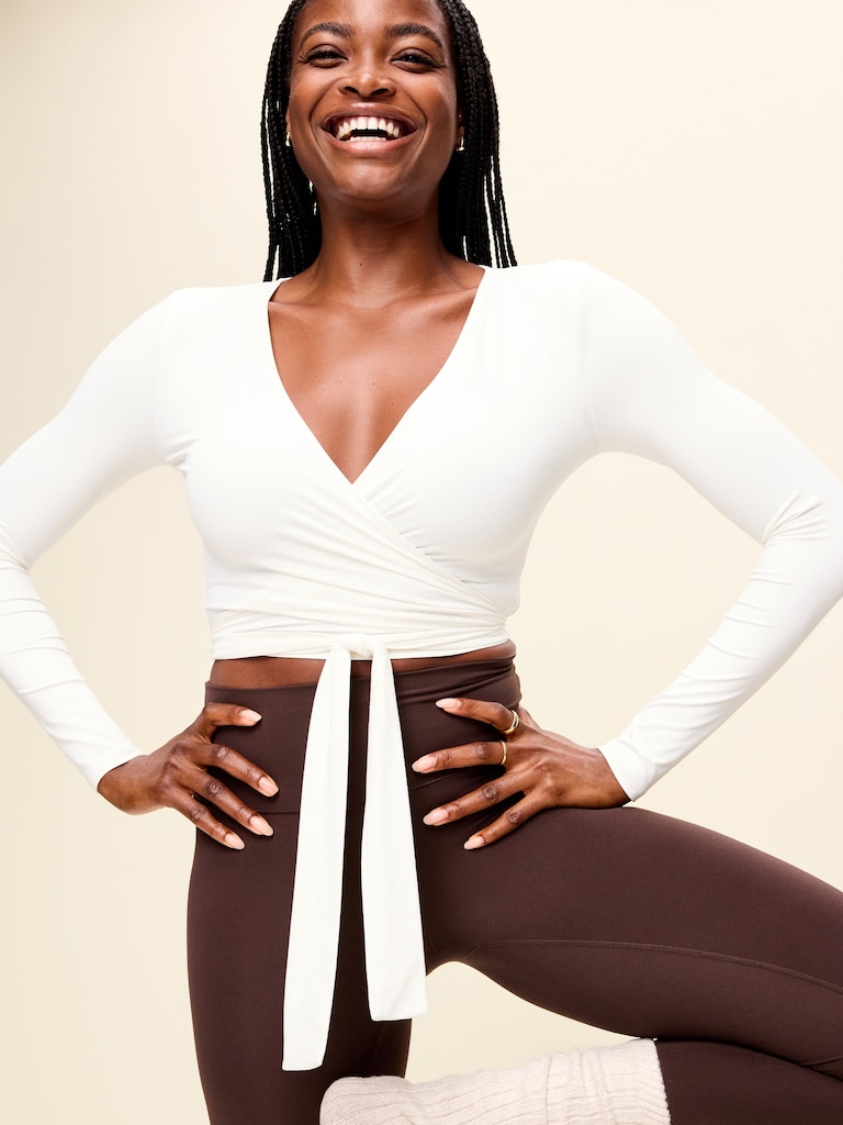 StudioSmooth Long-Sleeve Wrap Top