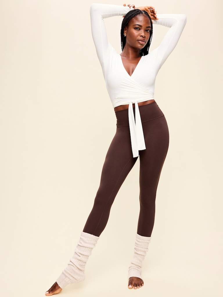StudioSmooth Long-Sleeve Wrap Top