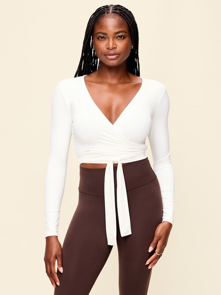 StudioSmooth Long-Sleeve Wrap Top