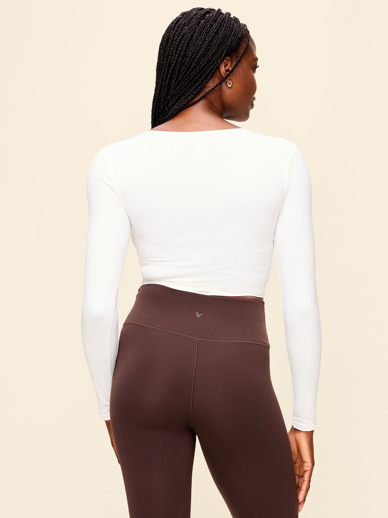 StudioSmooth Long-Sleeve Wrap Top