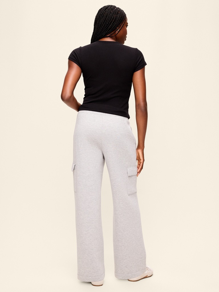 High-Waisted Bounce Fleece Wide-Leg Cargo Sweatpants