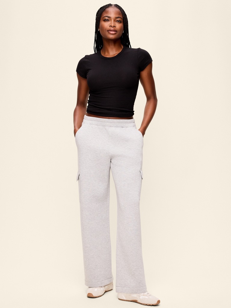 High-Waisted Bounce Fleece Wide-Leg Cargo Sweatpants
