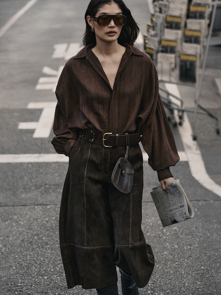 High-Rise Suede Culotte