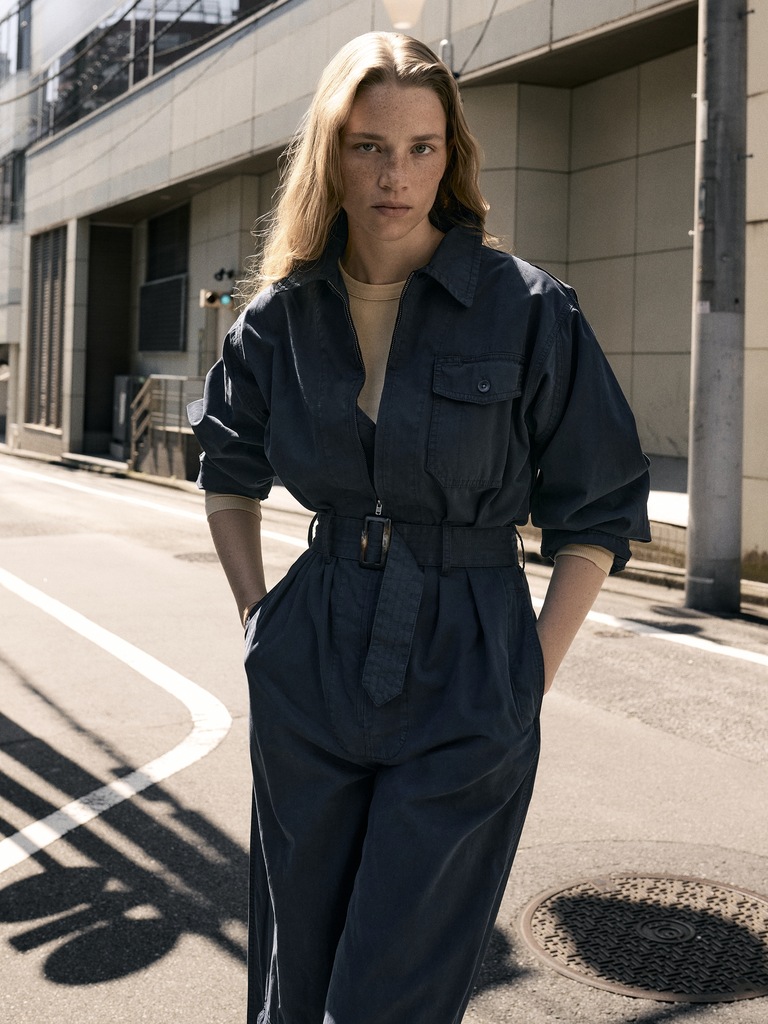 Cotton Twill Zip Jumpsuit