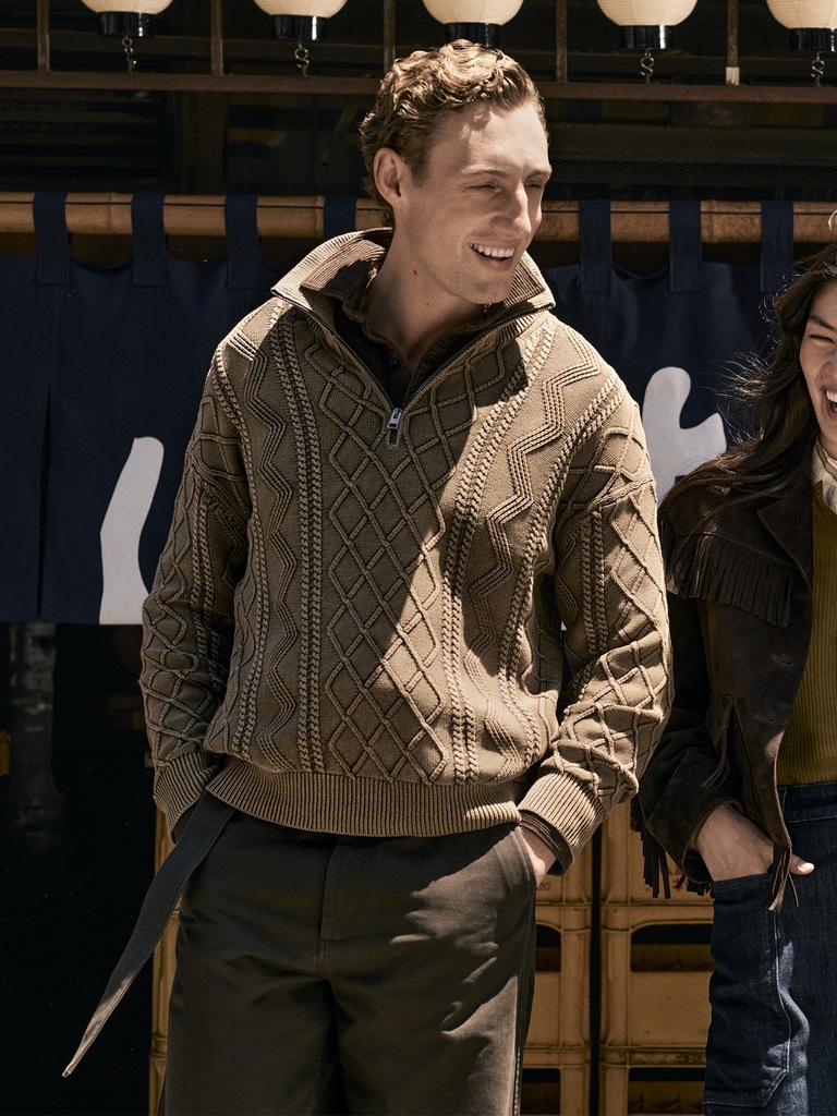 Cotton Cable-Knit Quarter-Zip Sweater