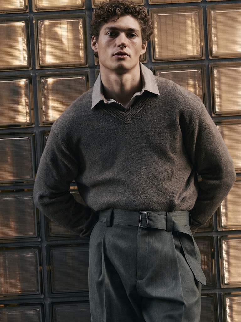 Cotton-Cashmere V-Neck Sweater